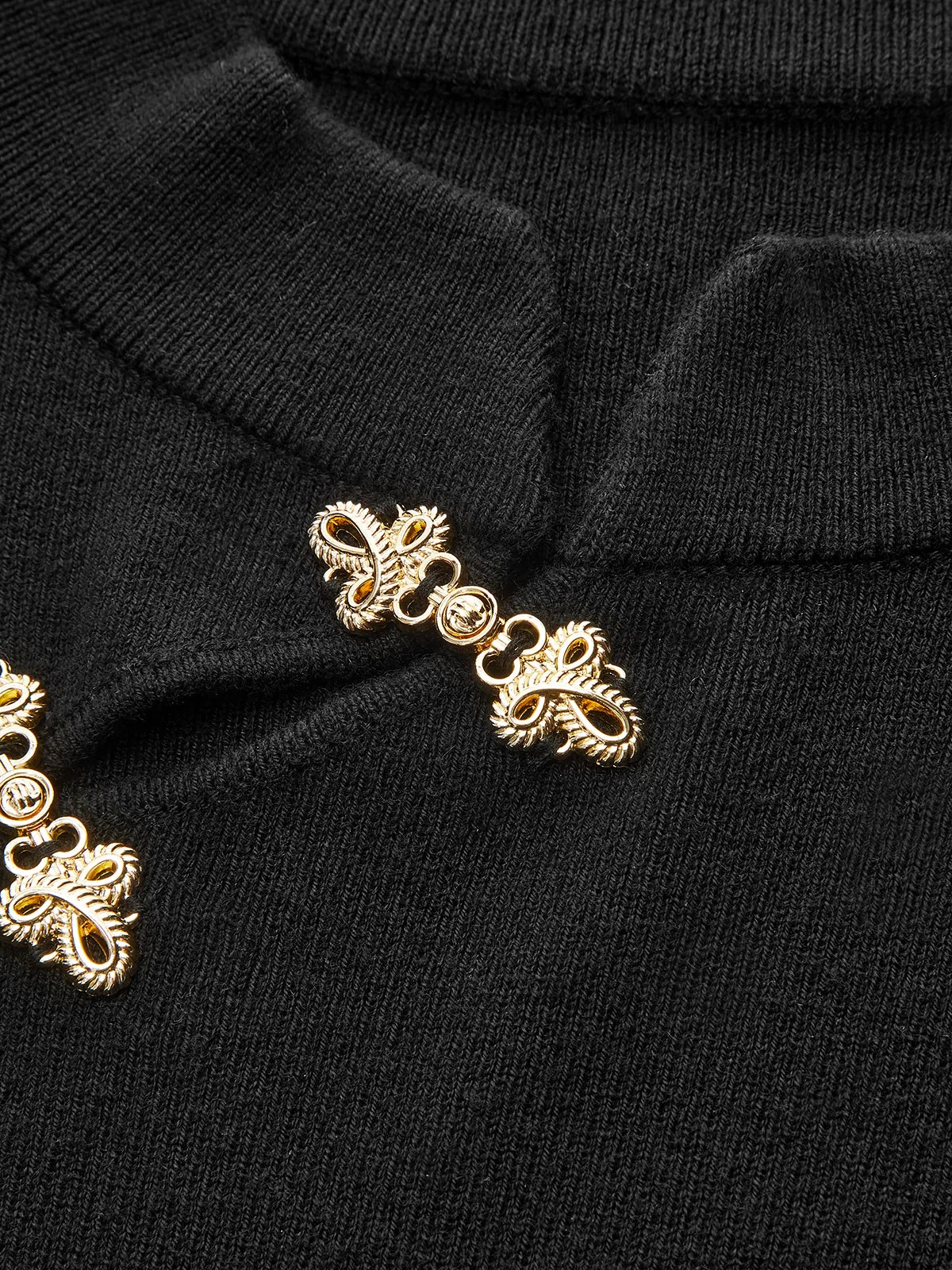 Mandarin Collar Bell Sleeve Metal Detail Knit Dress sold by COMMENSE product image thumbnail 4