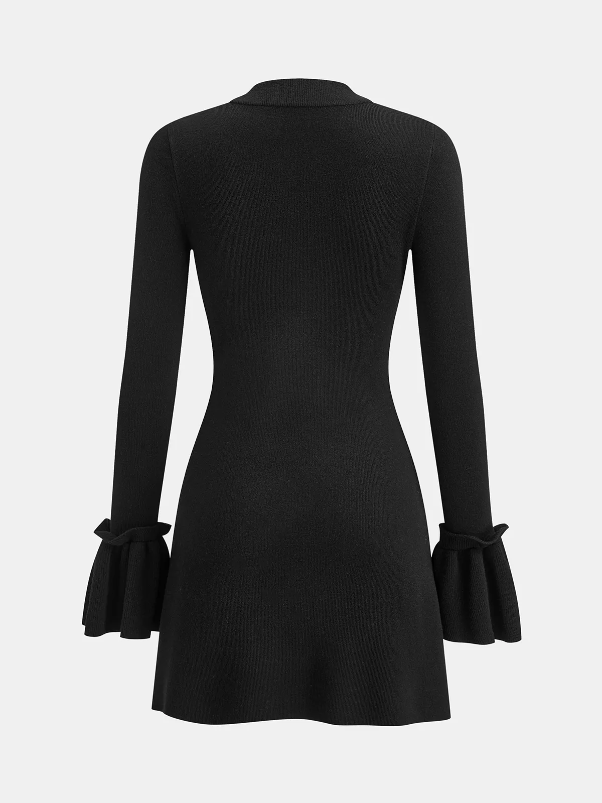 Mandarin Collar Bell Sleeve Metal Detail Knit Dress sold by COMMENSE product image thumbnail 2