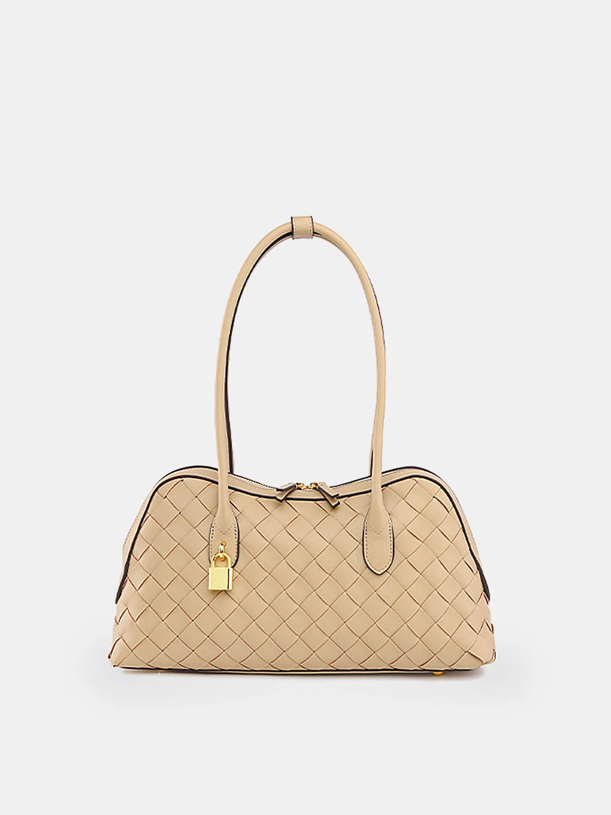 Golden Lock Detail Woven Shoulder Bag sold by COMMENSE product image thumbnail 2