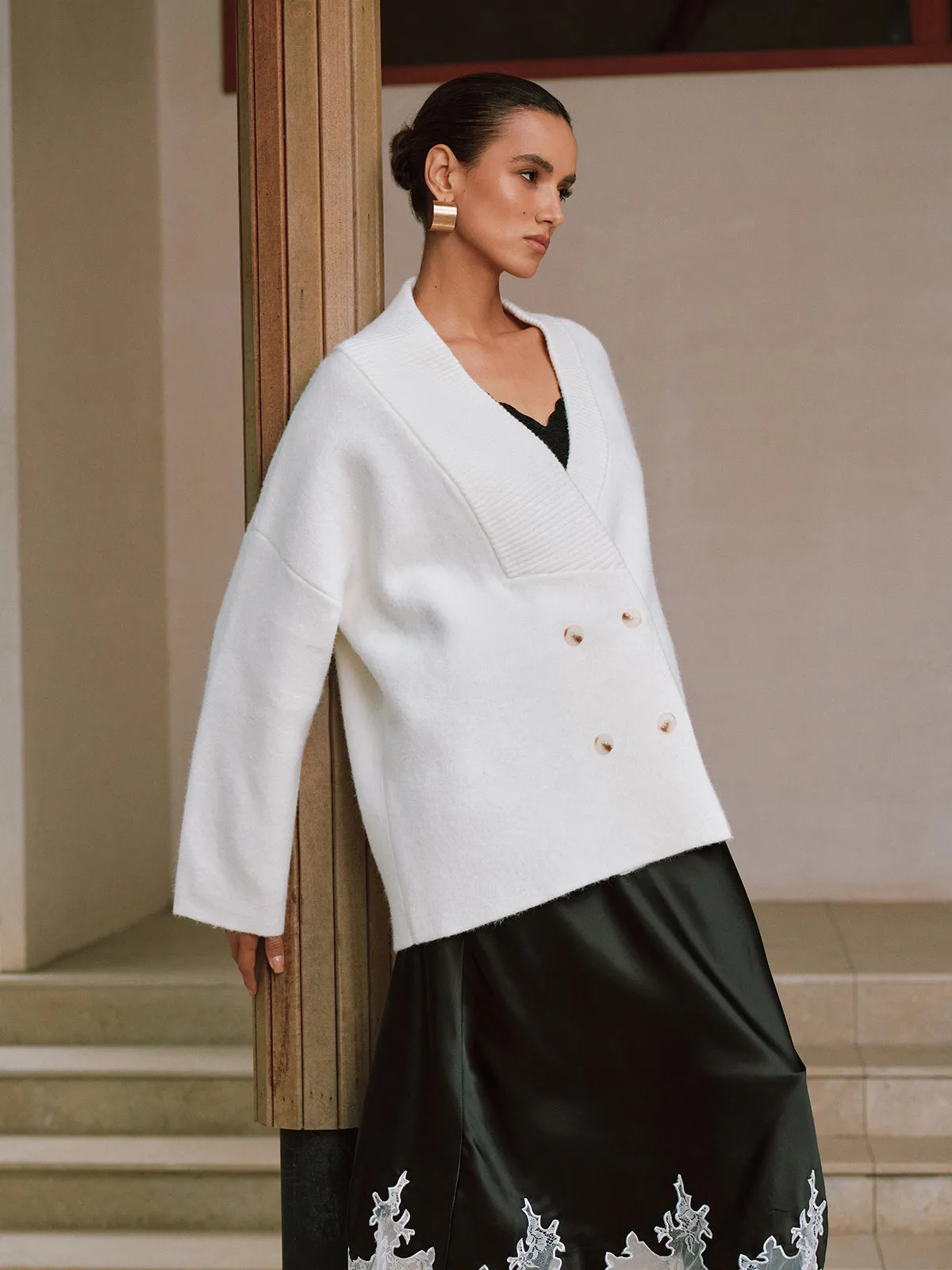 Double-Breasted Oversized Cardigan sold by COMMENSE product image thumbnail 5