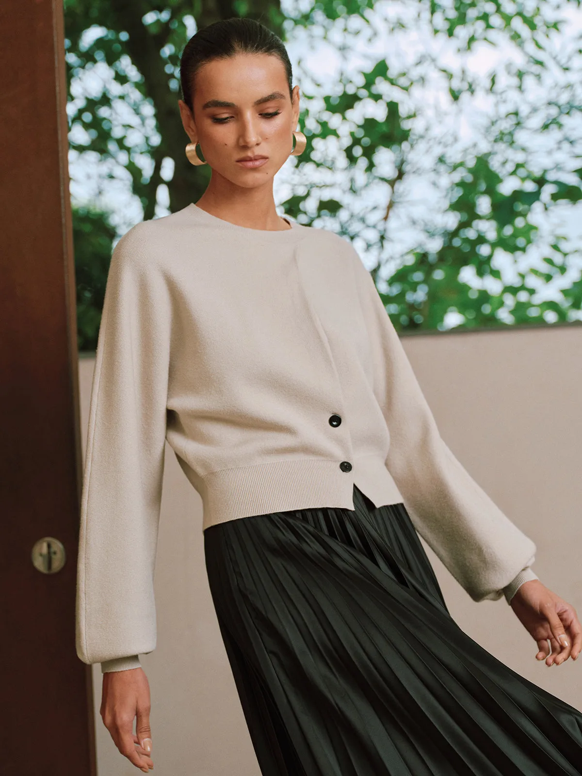Button Detail Long Sleeve Sweater sold by COMMENSE product image thumbnail 4