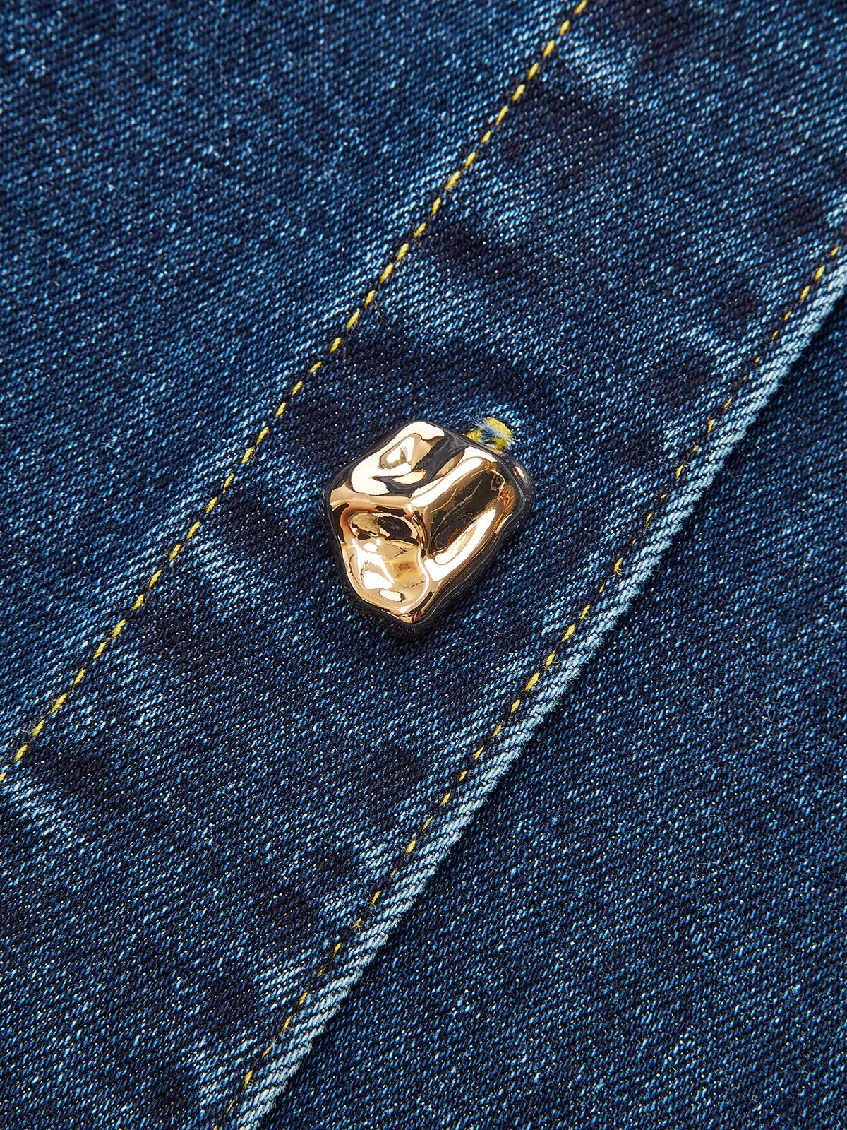 Metal Button-Front Denim Shirt Dress sold by COMMENSE product image thumbnail 3