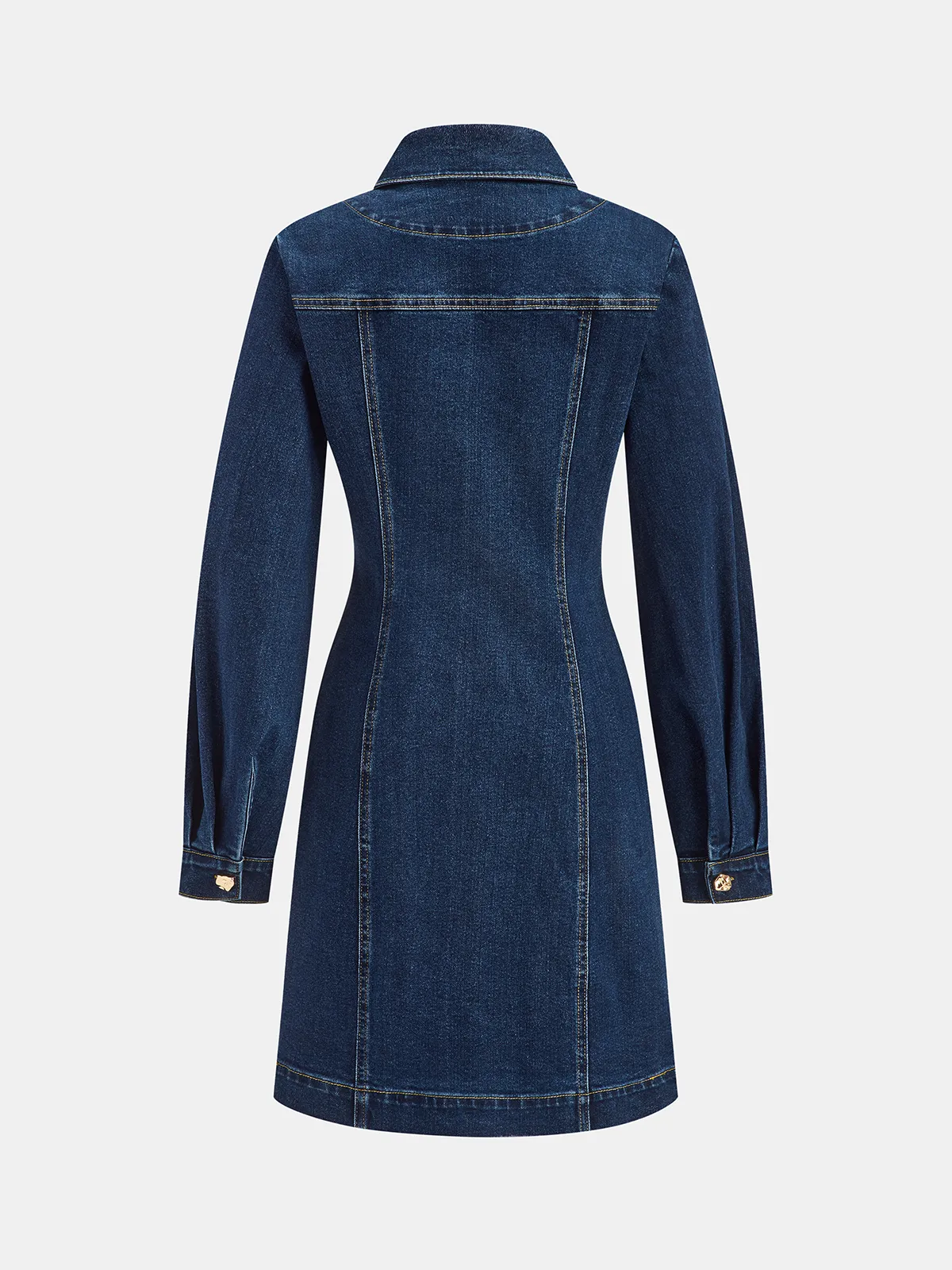 Metal Button-Front Denim Shirt Dress sold by COMMENSE product image thumbnail 2