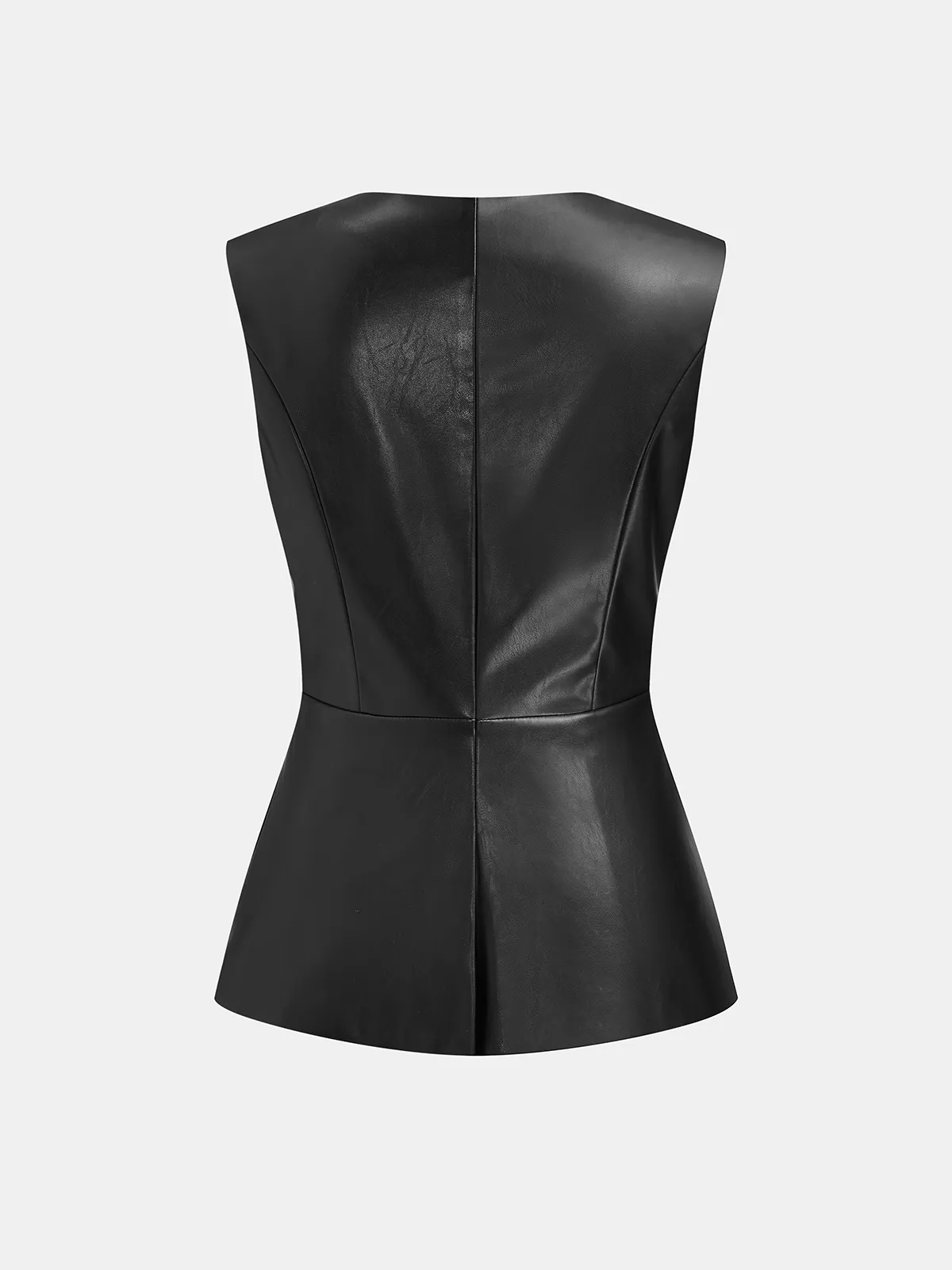 Metal Button Faux Leather Sleeveless Vest sold by COMMENSE product image thumbnail 2