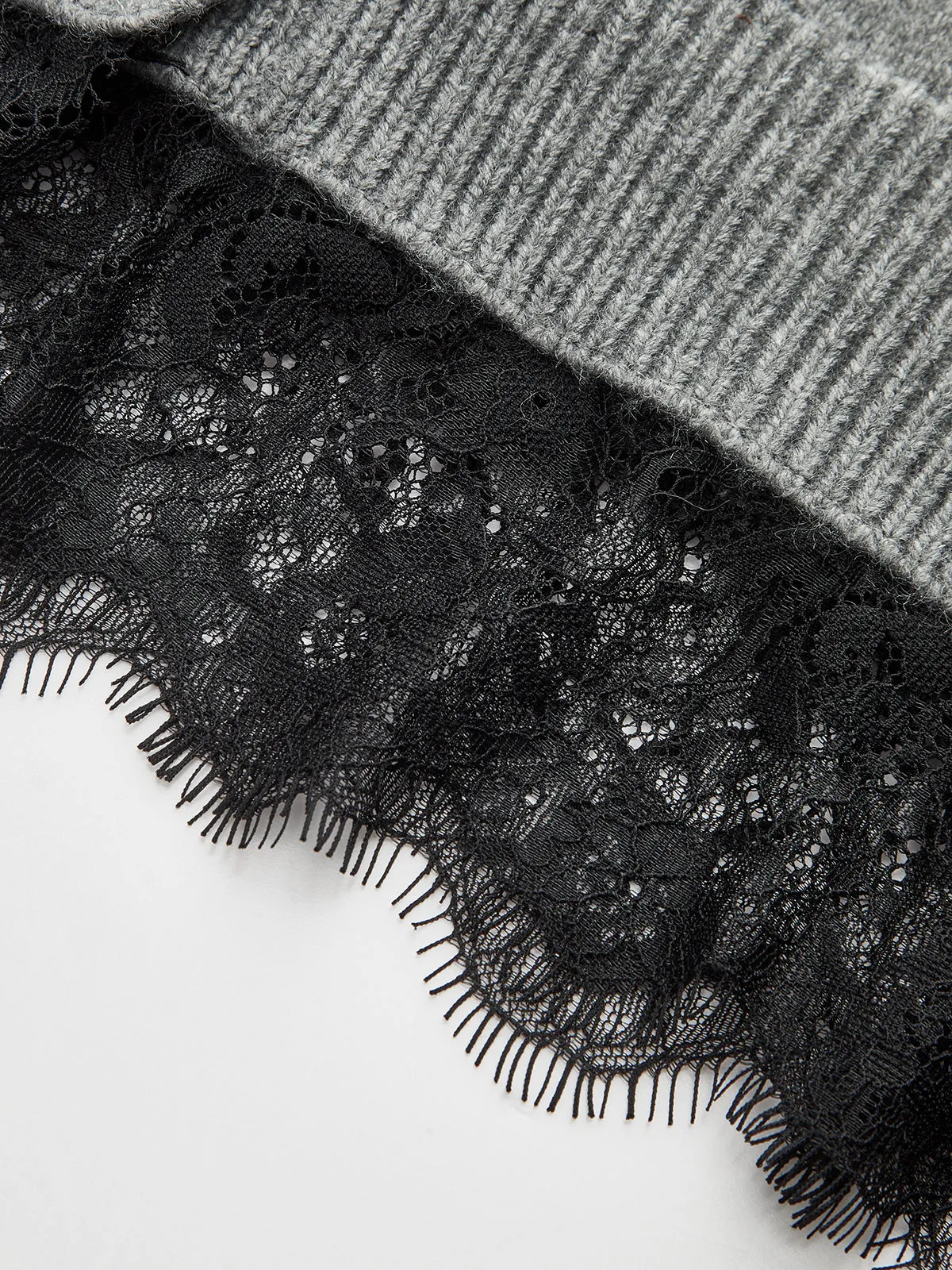 Lace Hem Collared Knit Cardigan sold by COMMENSE product image thumbnail 4