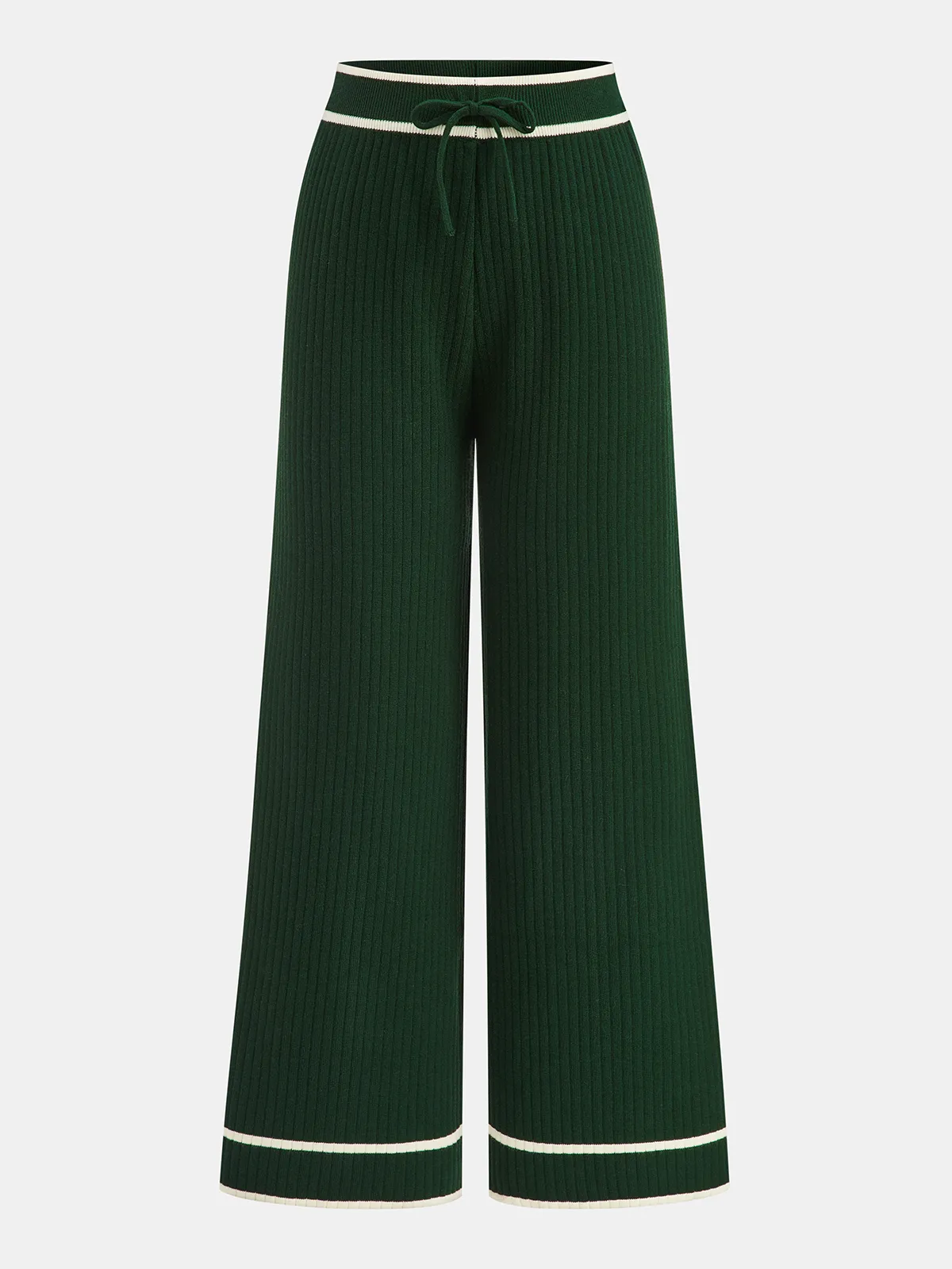 Knitted Contrast Trim Polo Top and Pants Set sold by COMMENSE product image thumbnail 4