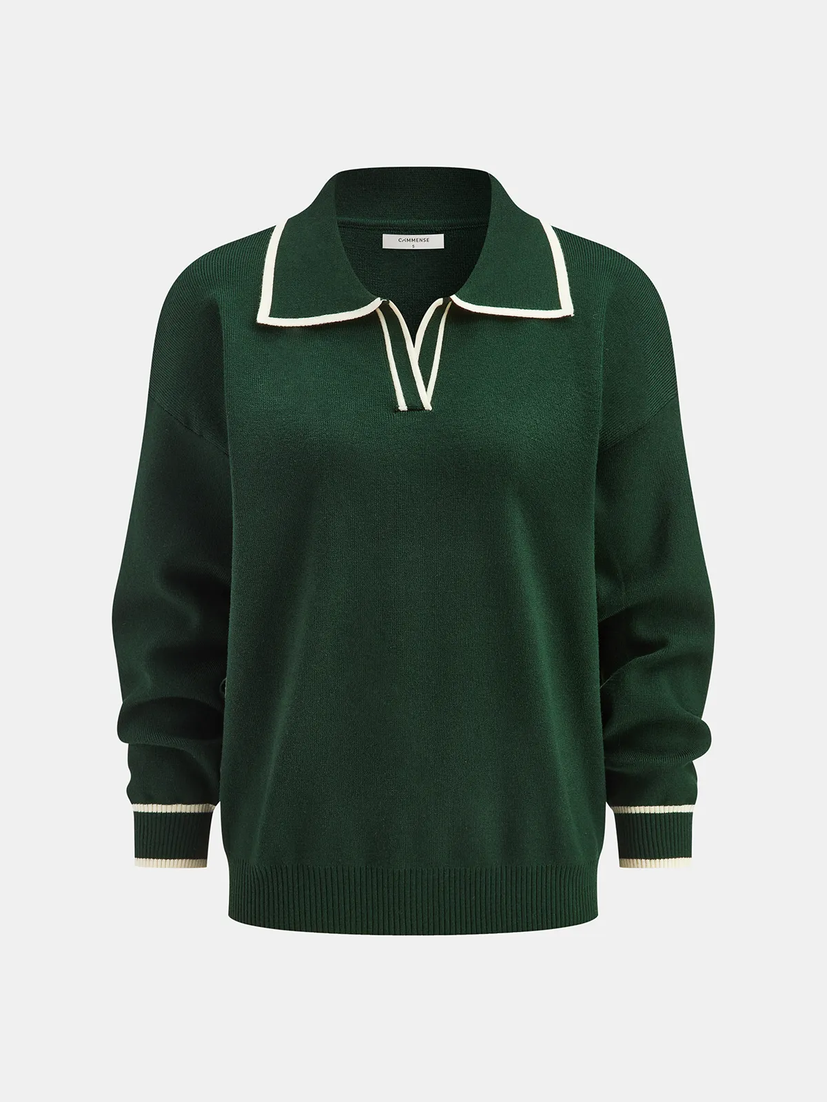 Knitted Contrast Trim Polo Top and Pants Set sold by COMMENSE product image thumbnail 2