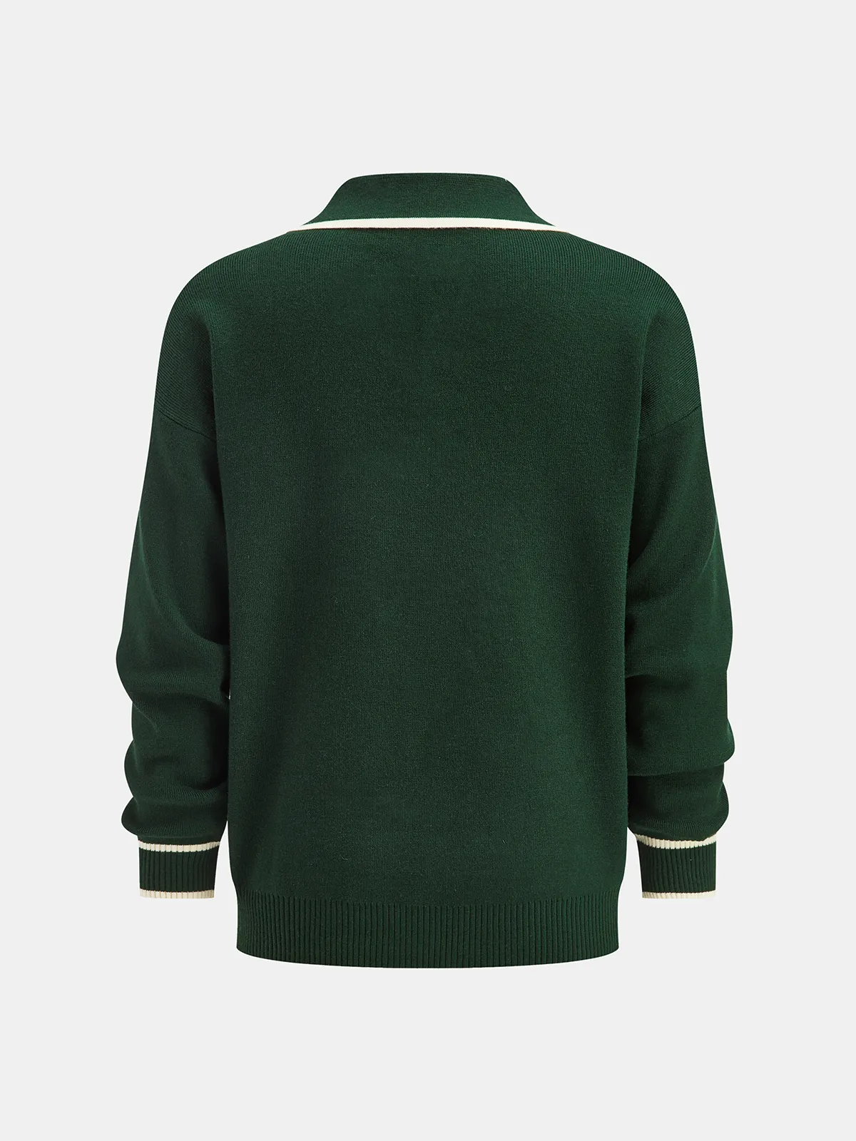 Knitted Contrast Trim Polo Top and Pants Set sold by COMMENSE product image thumbnail 3