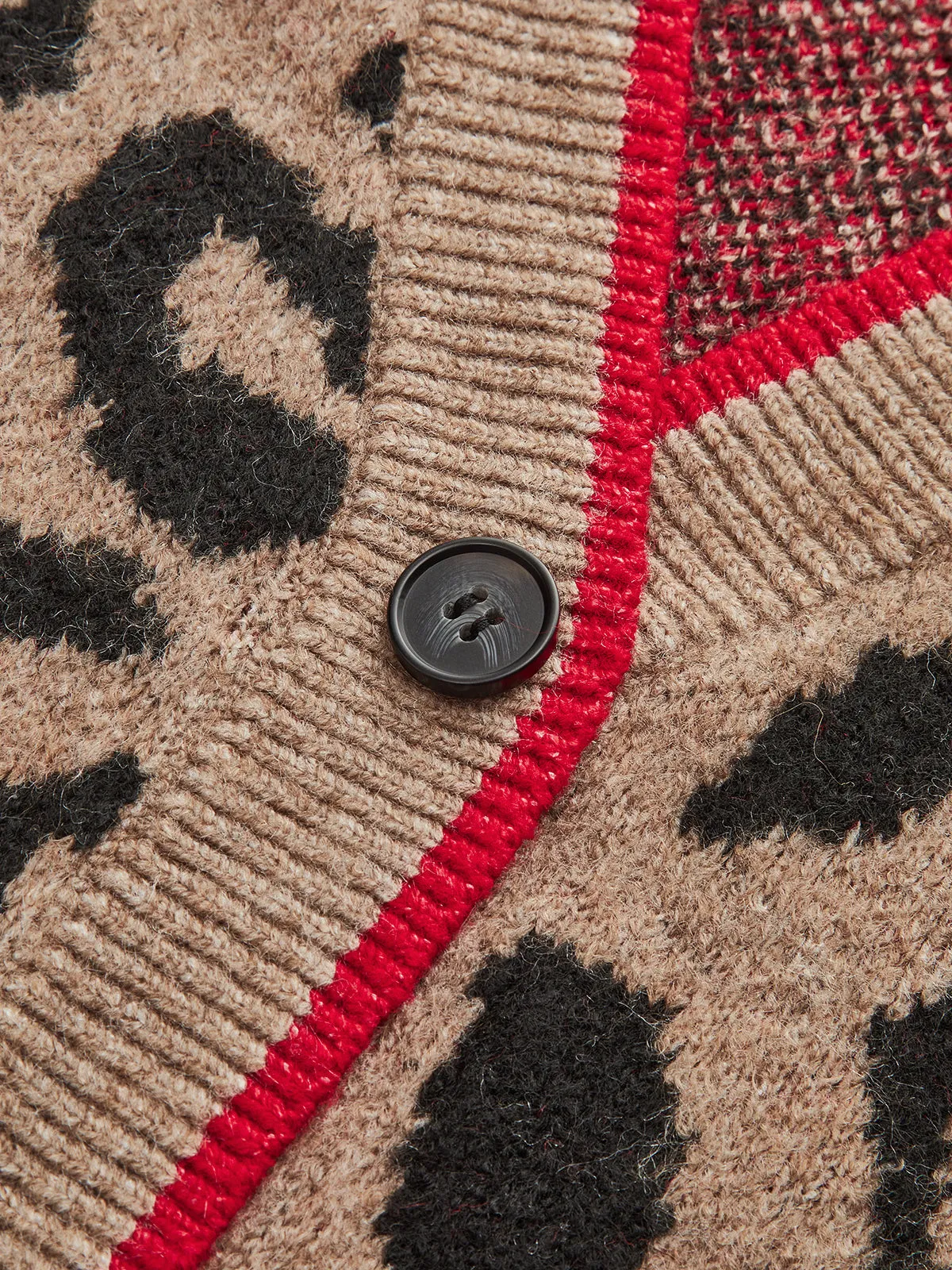 Cherry Leopard Print Knit Cardigan sold by COMMENSE product image thumbnail 4
