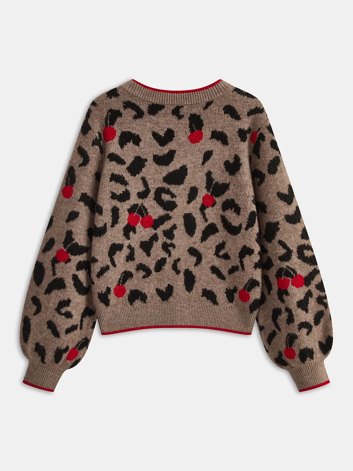 Cherry Leopard Print Knit Cardigan sold by COMMENSE product image thumbnail 2