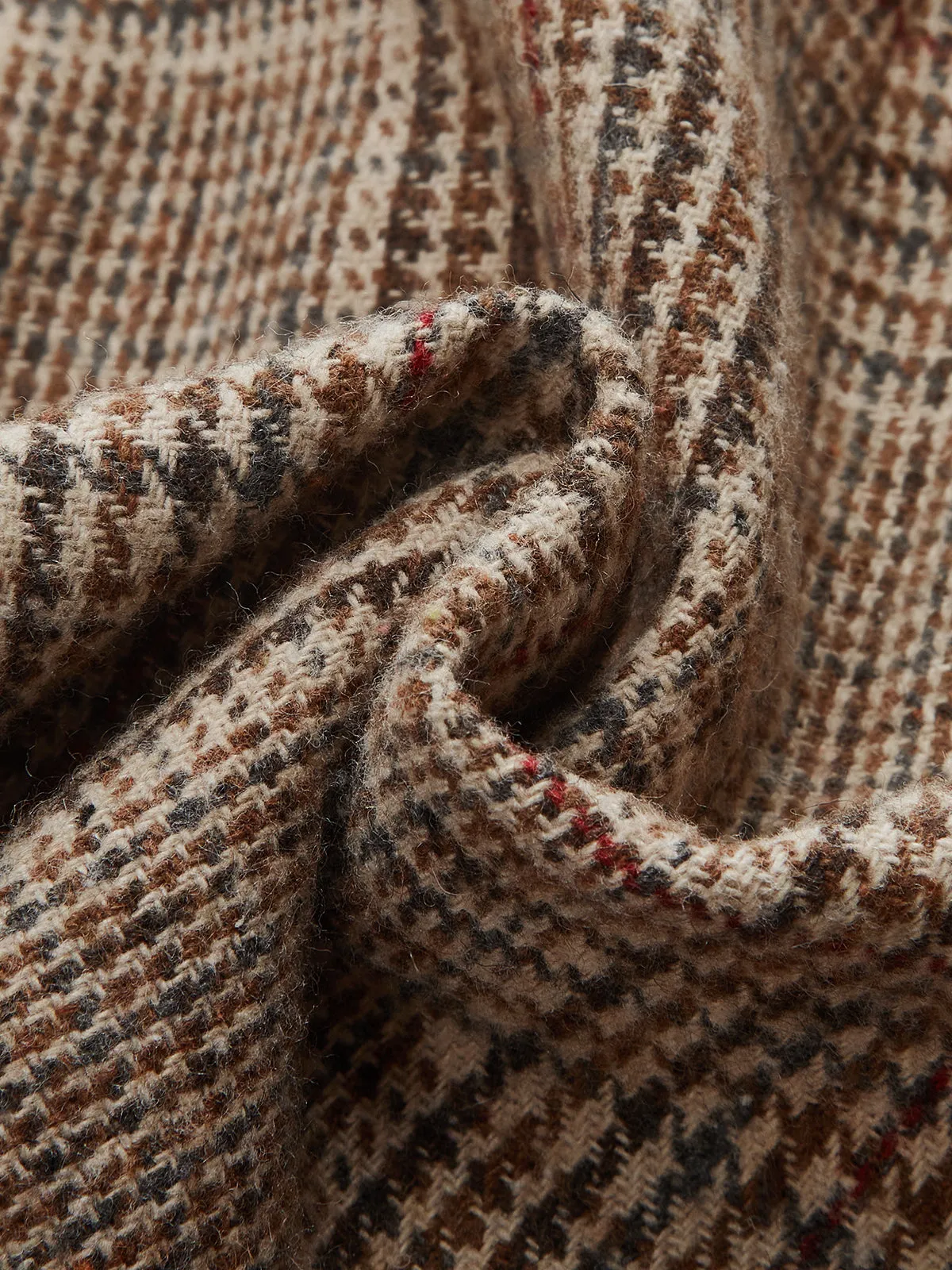 Belted High-Waist Houndstooth Tweed Shorts sold by COMMENSE product image thumbnail 3