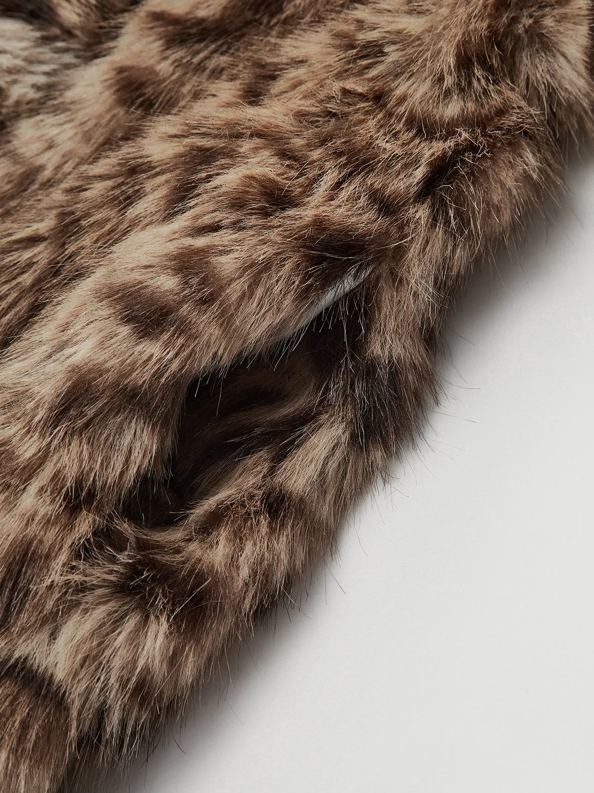 Leopard Print Lapel Faux Fur Coat sold by COMMENSE product image thumbnail 4