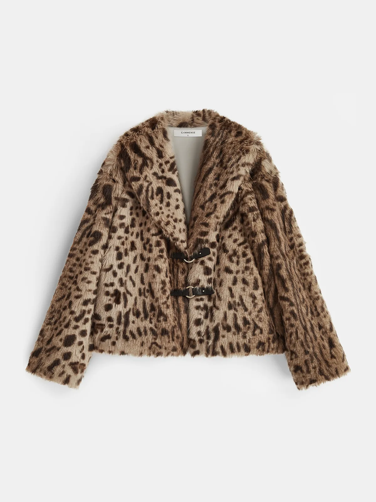 Leopard Print Lapel Faux Fur Coat sold by COMMENSE