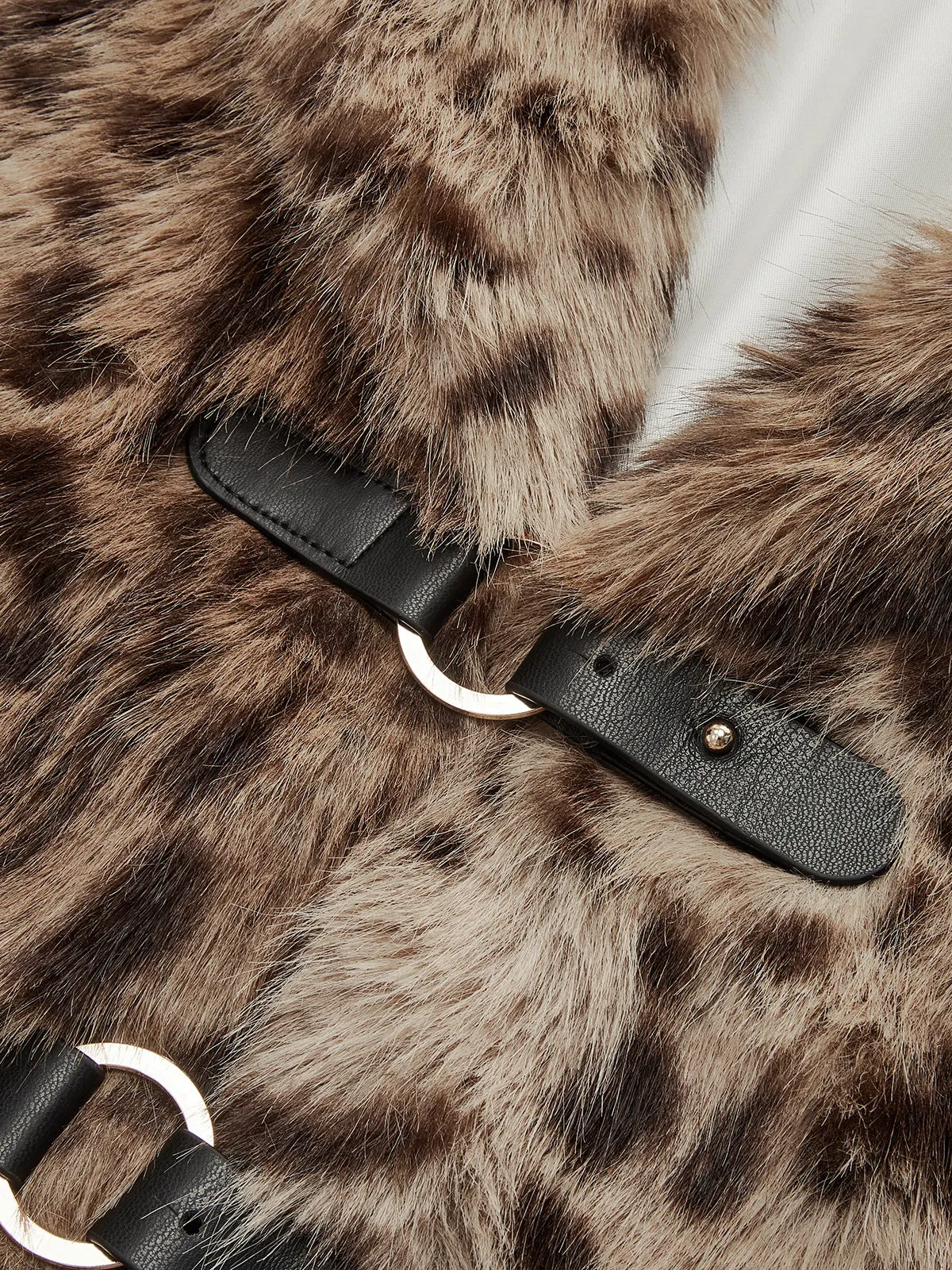 Leopard Print Lapel Faux Fur Coat sold by COMMENSE product image thumbnail 3