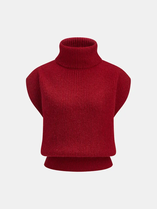 Turtleneck Ribbed Sweater Vest sold by COMMENSE
