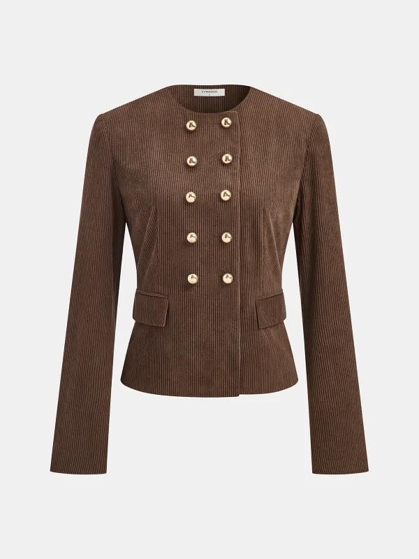 Double-Breasted Corduroy Blazer sold by COMMENSE