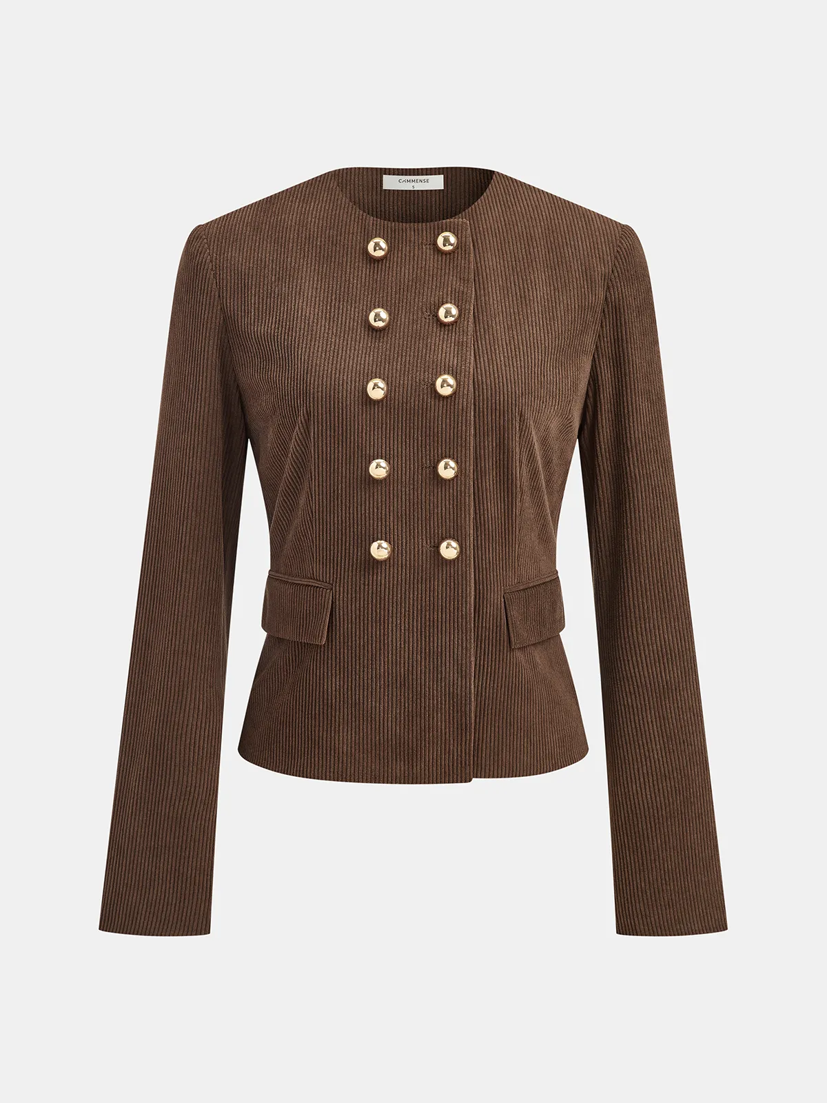 Double-Breasted Corduroy Blazer sold by COMMENSE