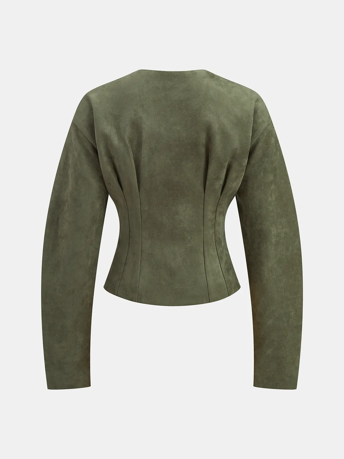Suede Effect Cinched Waist Jacket sold by COMMENSE product image thumbnail 2