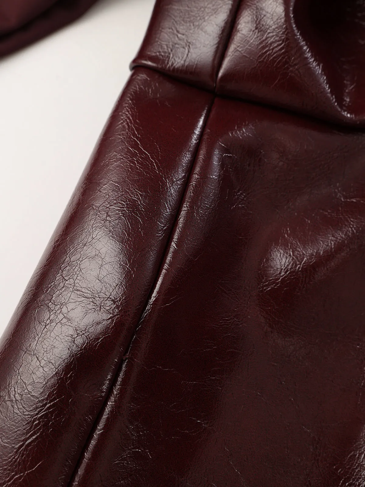 Faux Leather Panel Lantern Sleeve Blouse sold by COMMENSE product image thumbnail 4