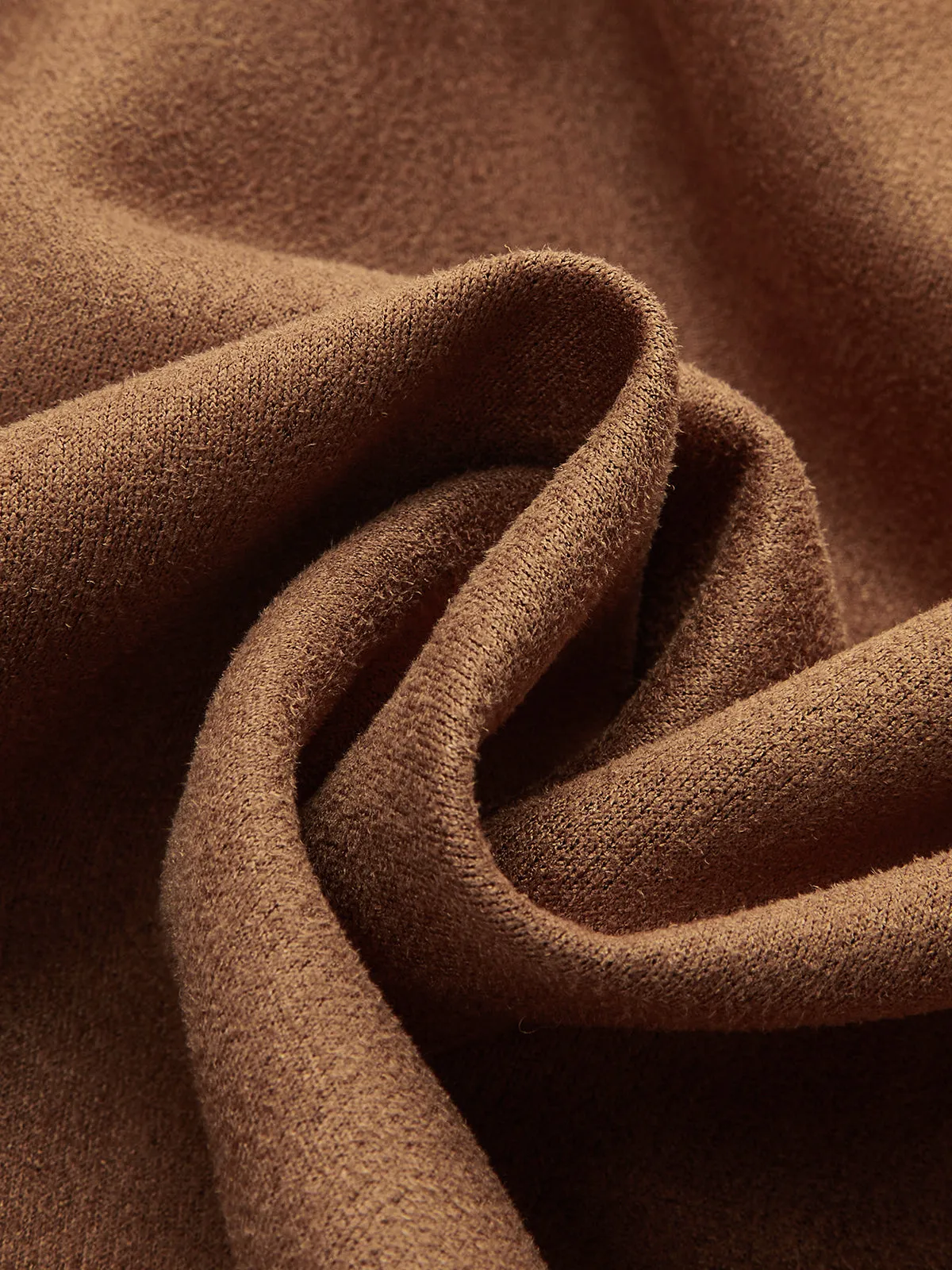 Flared Hem Suede Effect Shirt Dress sold by COMMENSE product image thumbnail 3