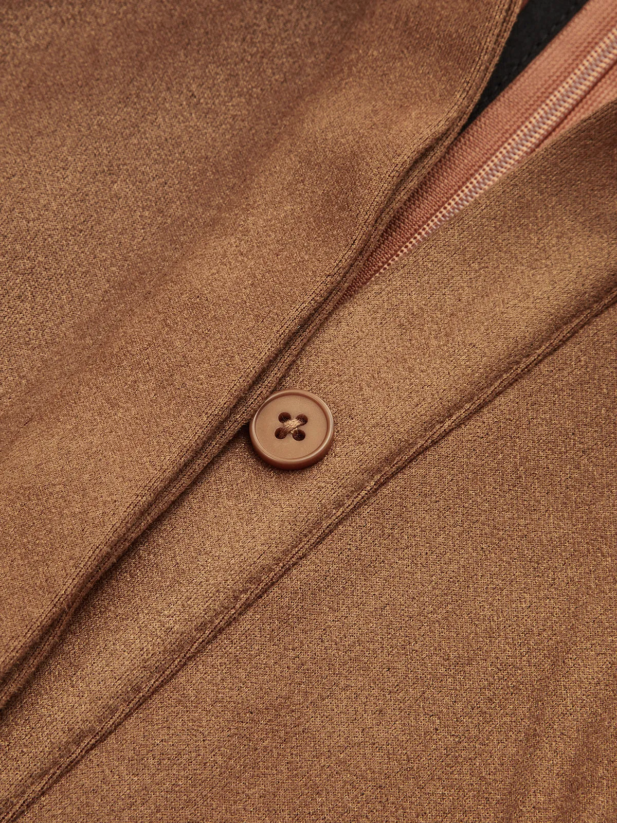 Flared Hem Suede Effect Shirt Dress sold by COMMENSE product image thumbnail 4