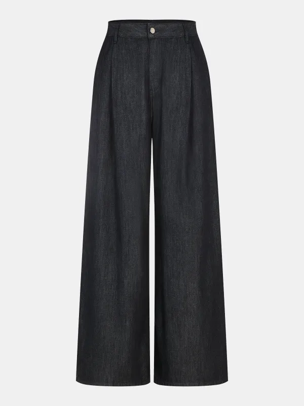 High-Waist Denim Extra Long Wide-Leg Pants sold by COMMENSE