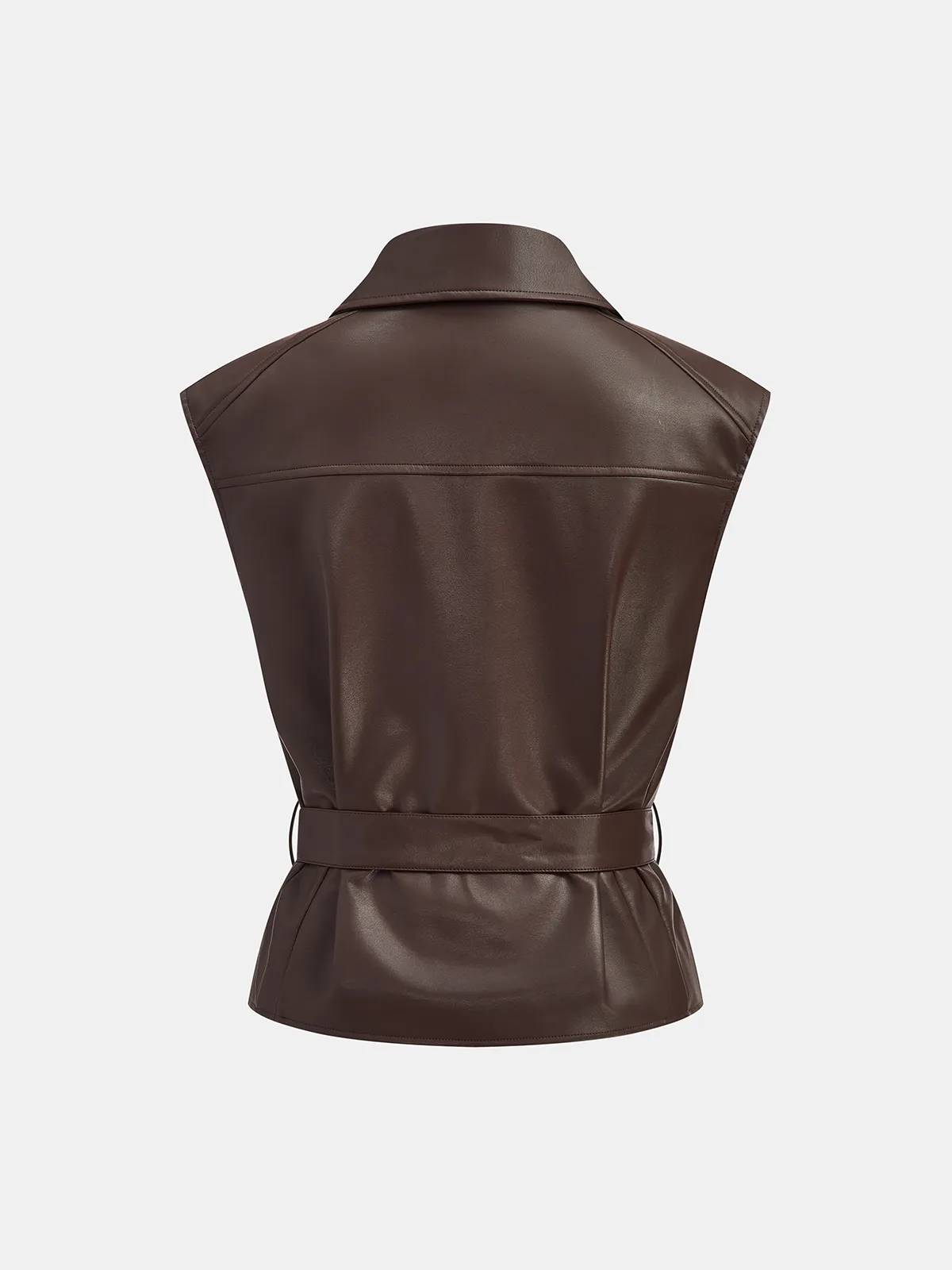 Collared Belted Faux Leather Vest sold by COMMENSE product image thumbnail 2