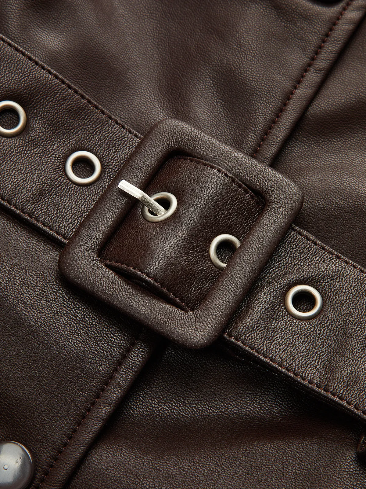 Collared Belted Faux Leather Vest sold by COMMENSE product image thumbnail 3