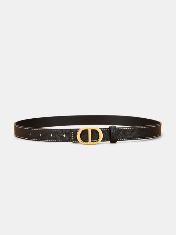 Metal Buckle Leather Thin Belt sold by COMMENSE