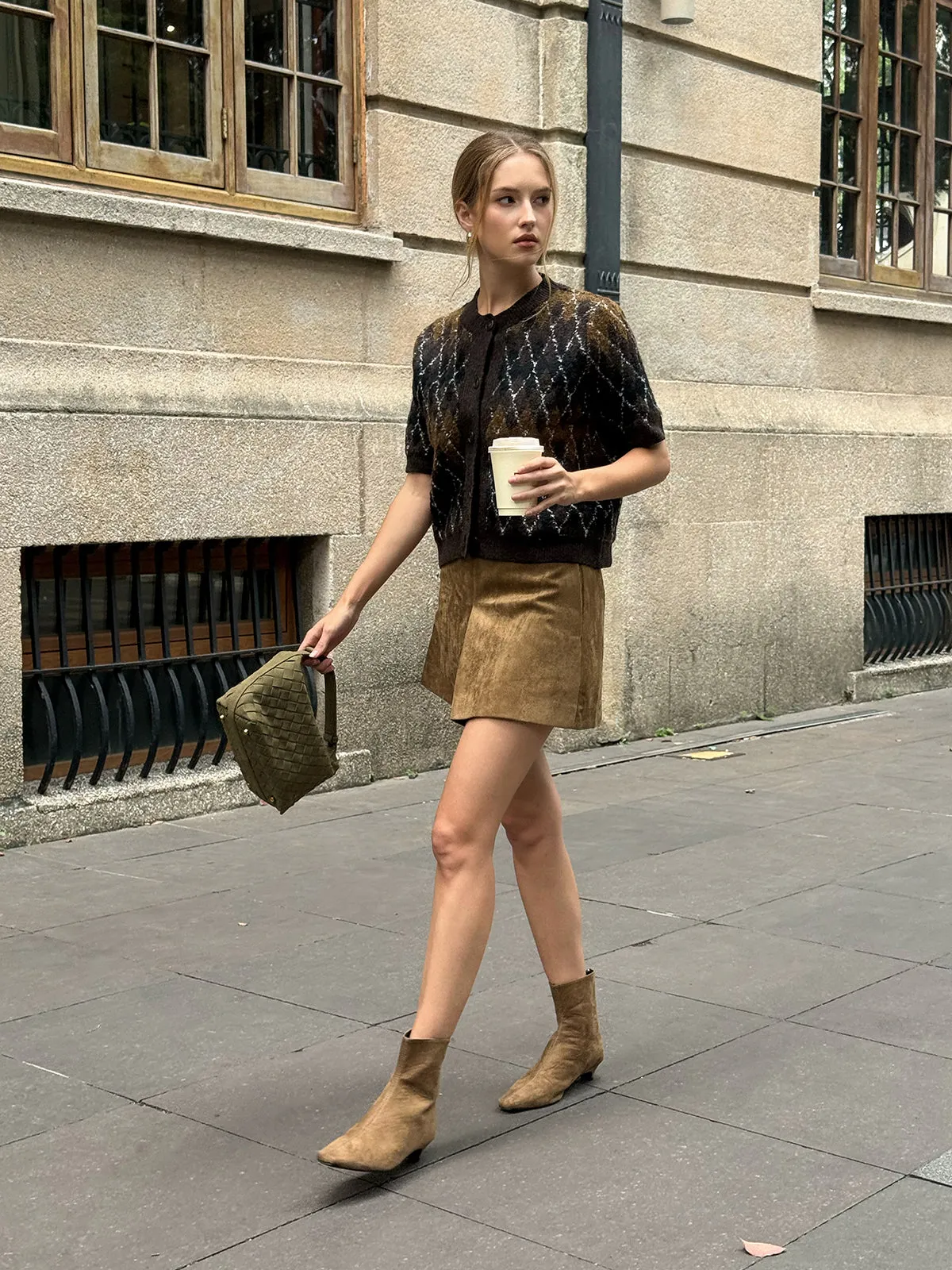 Argyle Pattern Short Sleeve Knit Cardigan sold by COMMENSE product image thumbnail 2