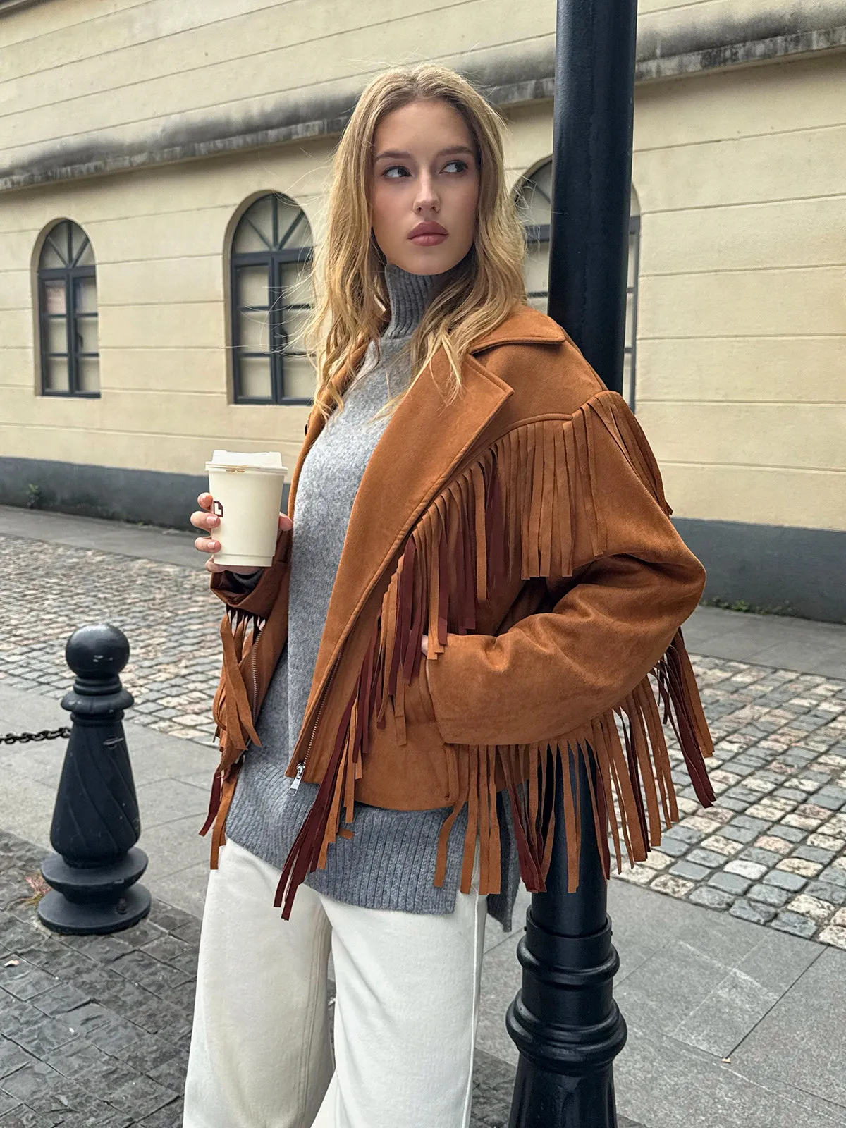 Lapel Collar Fringe Jacket sold by COMMENSE product image thumbnail 3
