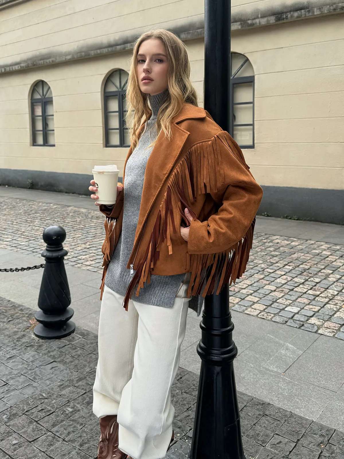 Lapel Collar Fringe Jacket sold by COMMENSE product image thumbnail 5