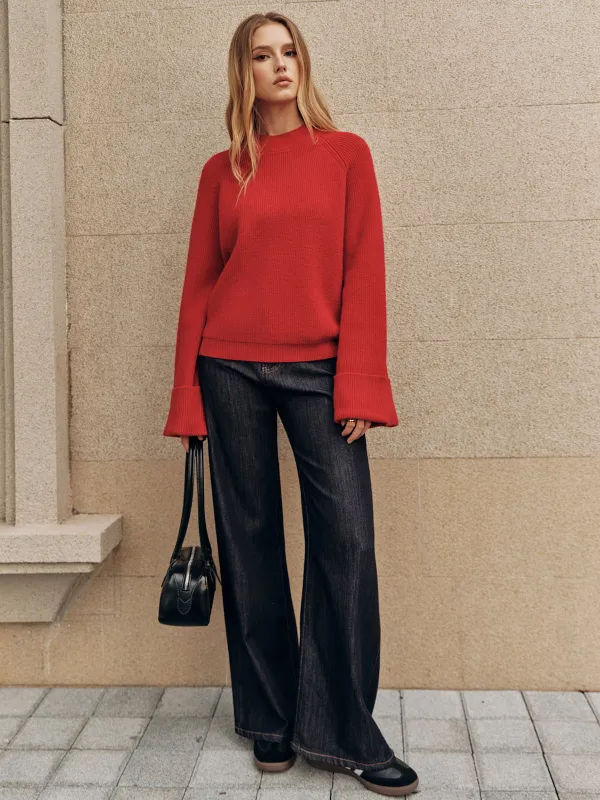 Mid-Waist Wide-Leg Jeans sold by COMMENSE