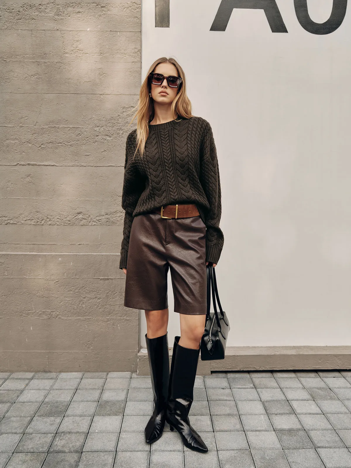 Cable Knit Loose Sweater sold by COMMENSE