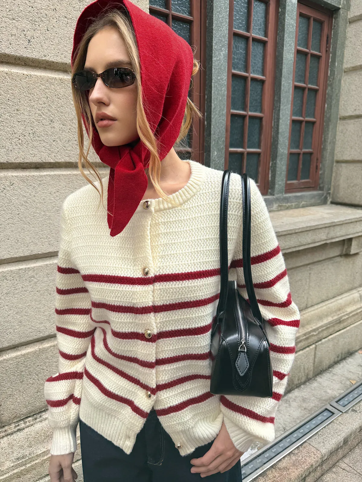 Striped Metal Button Cardigan sold by COMMENSE product image thumbnail 3