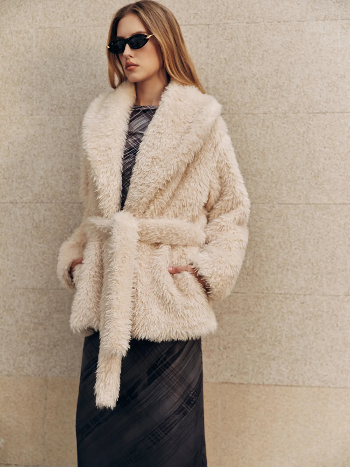 Faux Fur Belted Coat sold by COMMENSE product image thumbnail 5