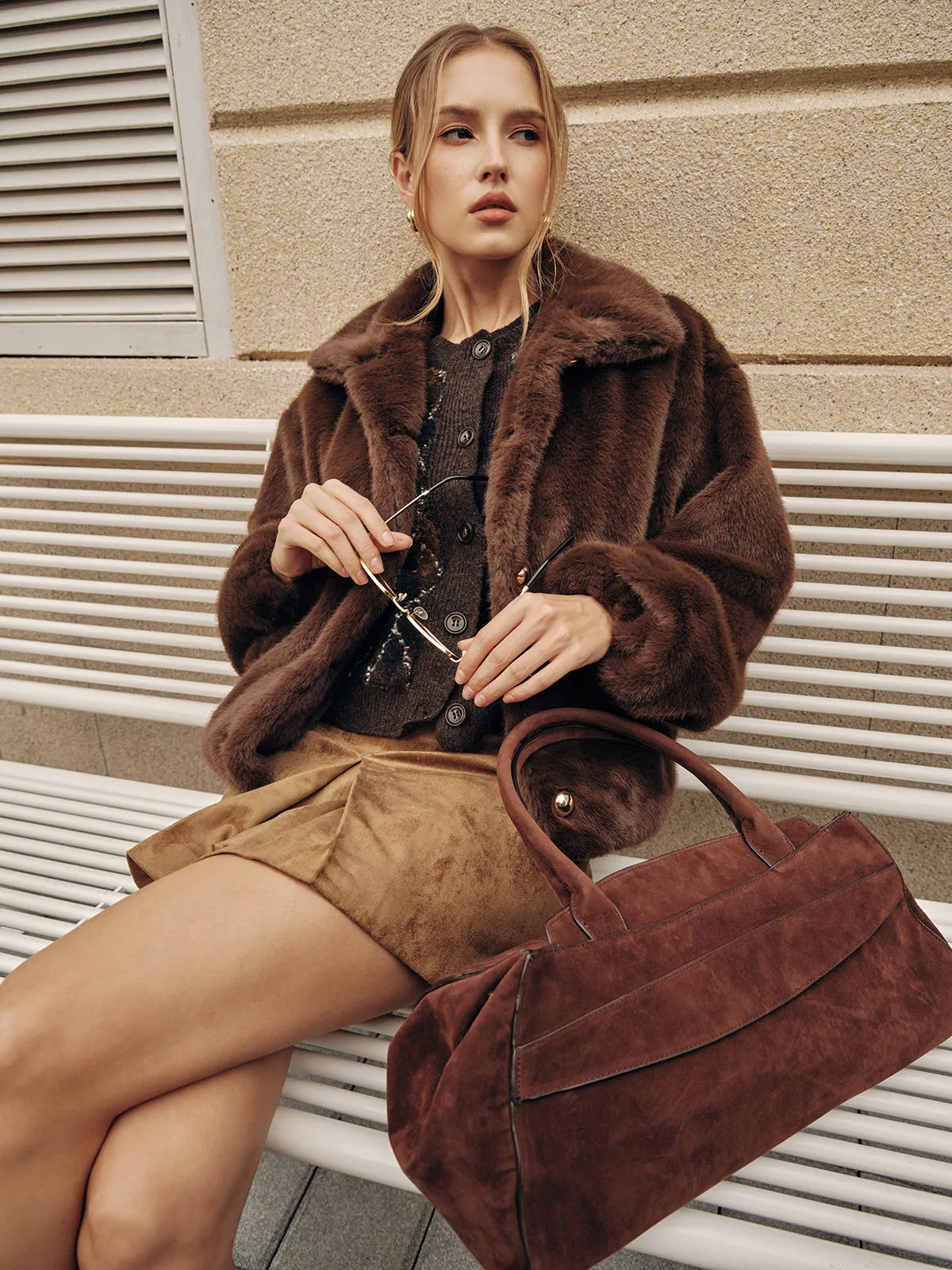 Metal Button Faux Fur Coat sold by COMMENSE product image thumbnail 4