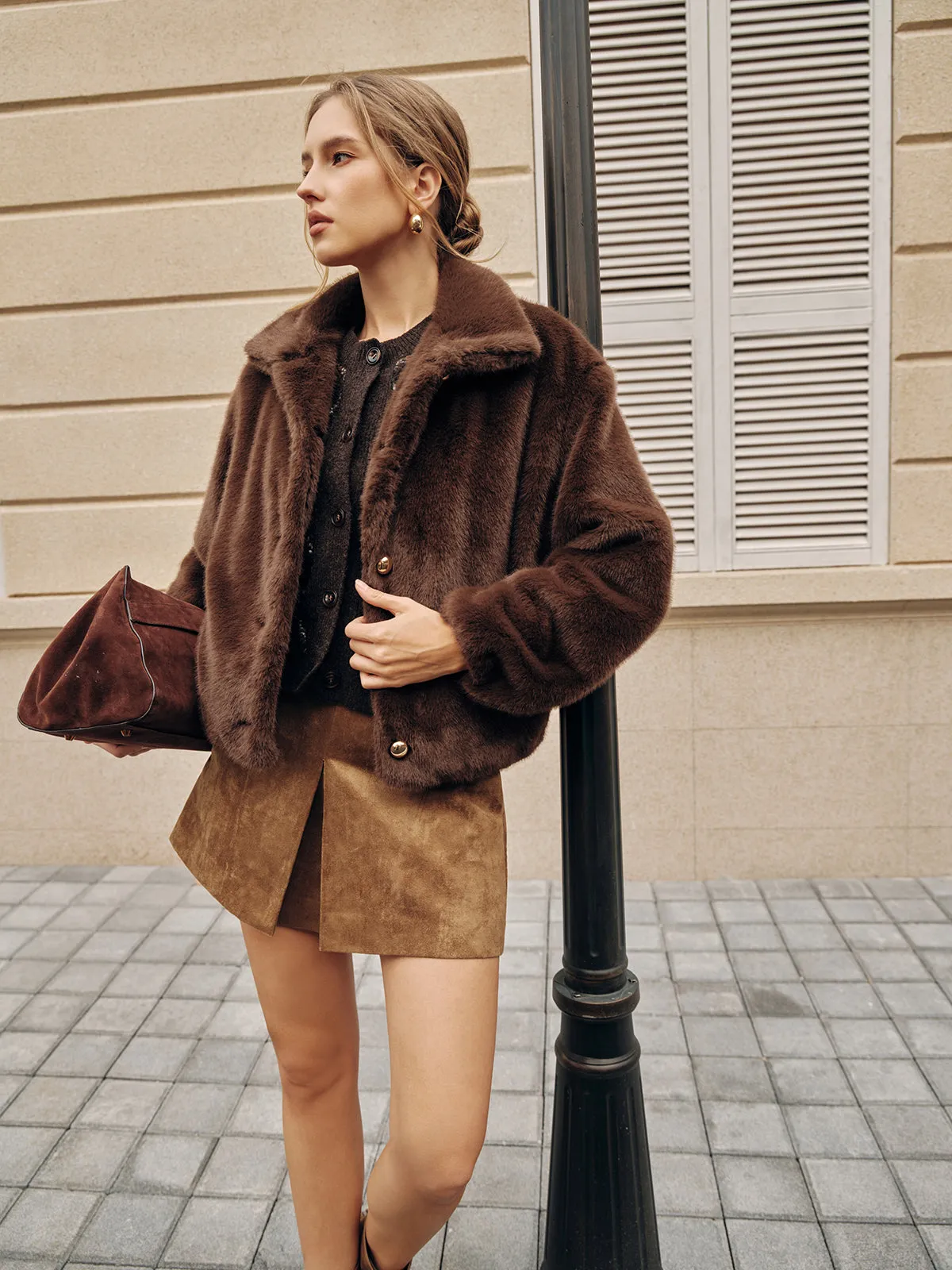 Metal Button Faux Fur Coat sold by COMMENSE product image thumbnail 5