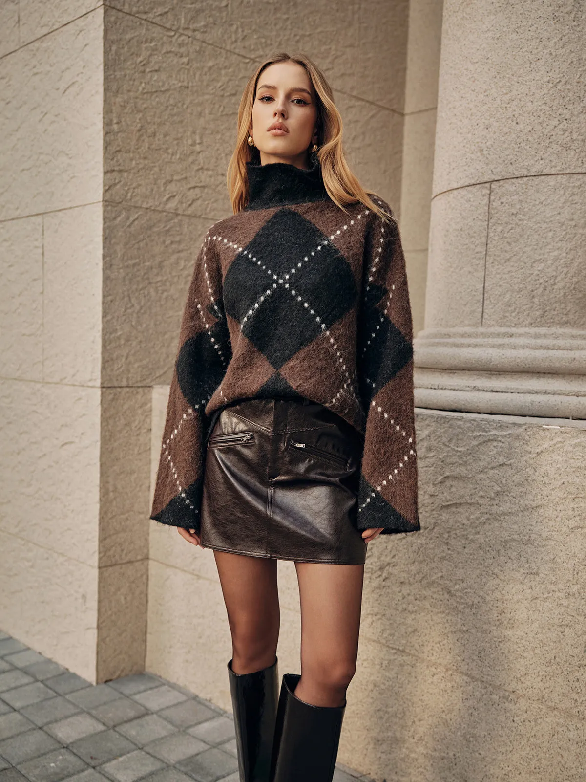 Faux Leather Mini Skirt with Decor Zipper Pocket sold by COMMENSE product image thumbnail 4