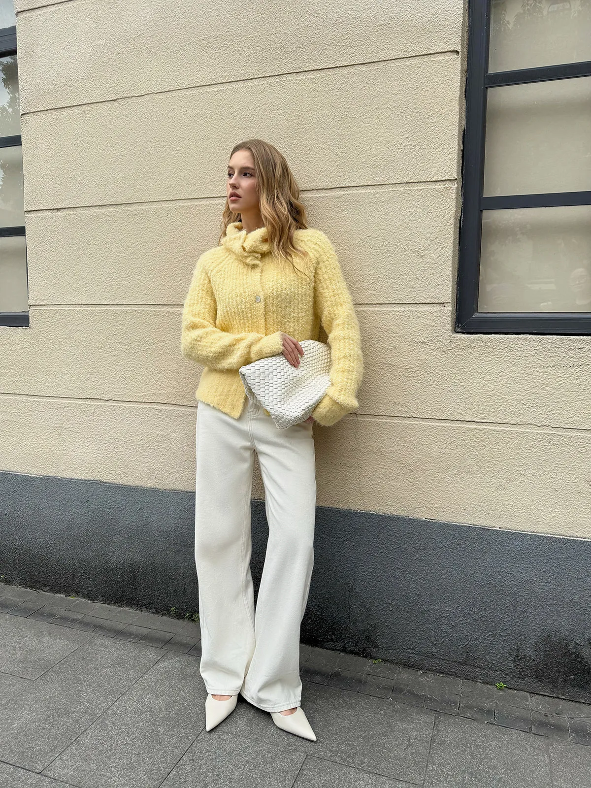 Wool Blend Collared Knit Cardigan sold by COMMENSE product image thumbnail 4