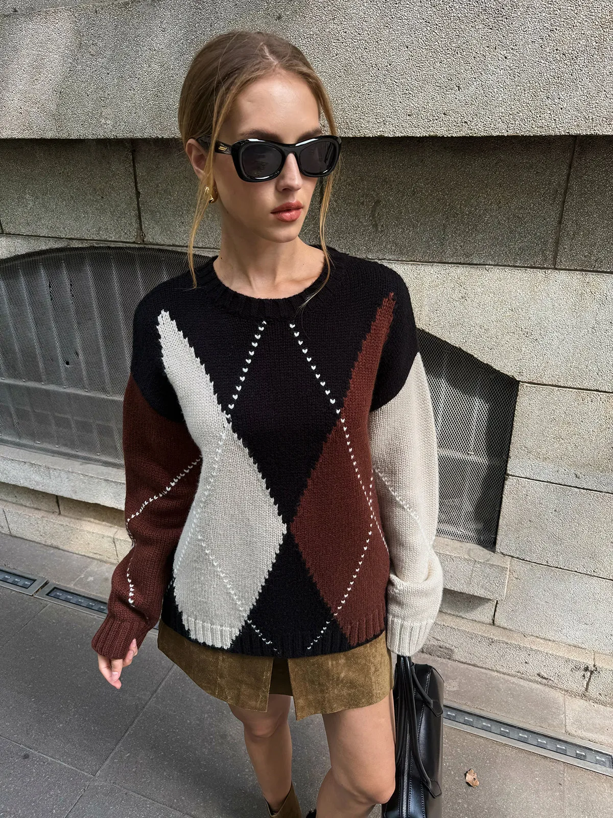 Multi-Color Argyle Wool-Blend Sweater sold by COMMENSE product image thumbnail 2