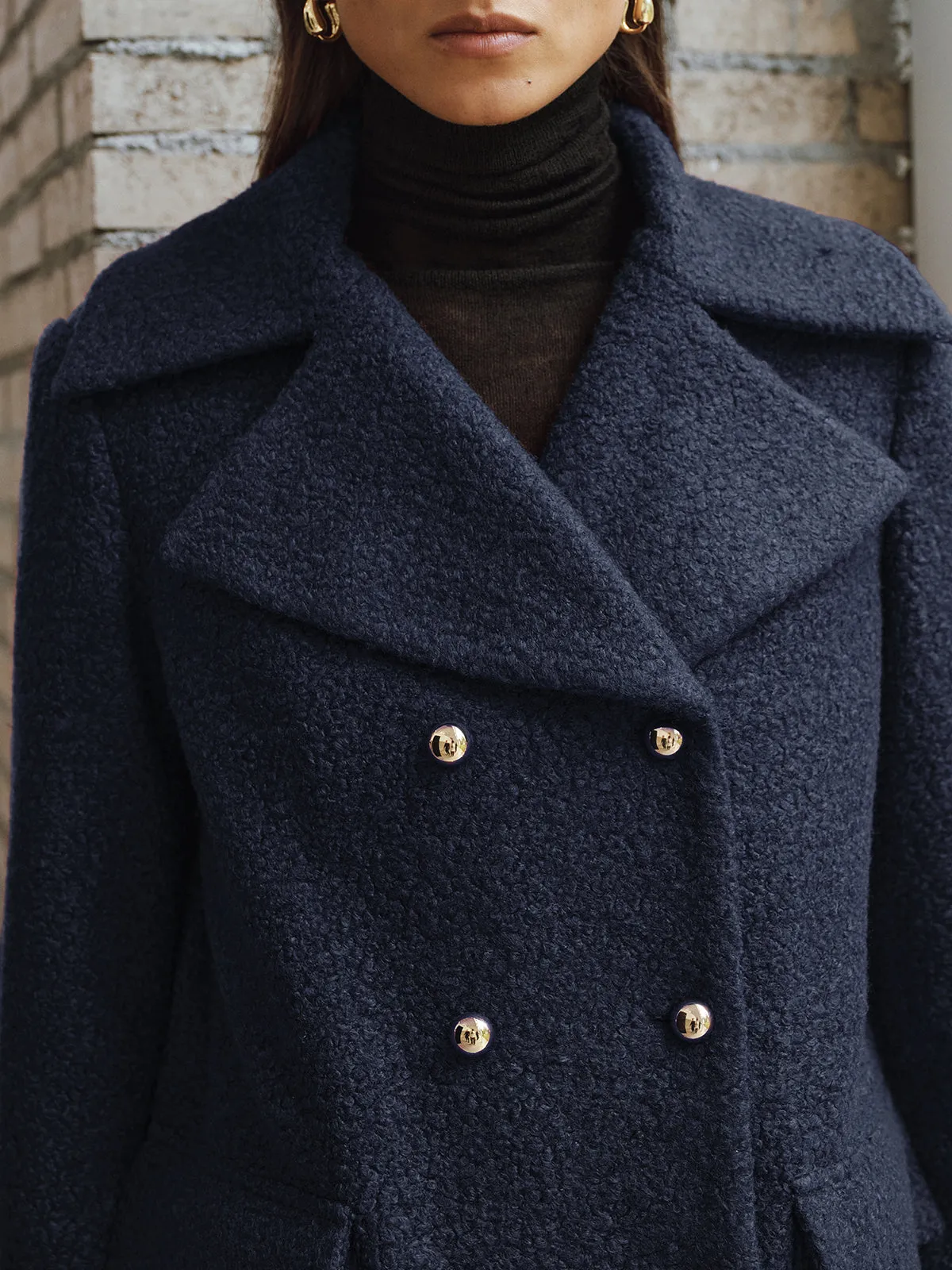 Double-Breasted Lapel Tweed Blazer sold by COMMENSE product image thumbnail 5