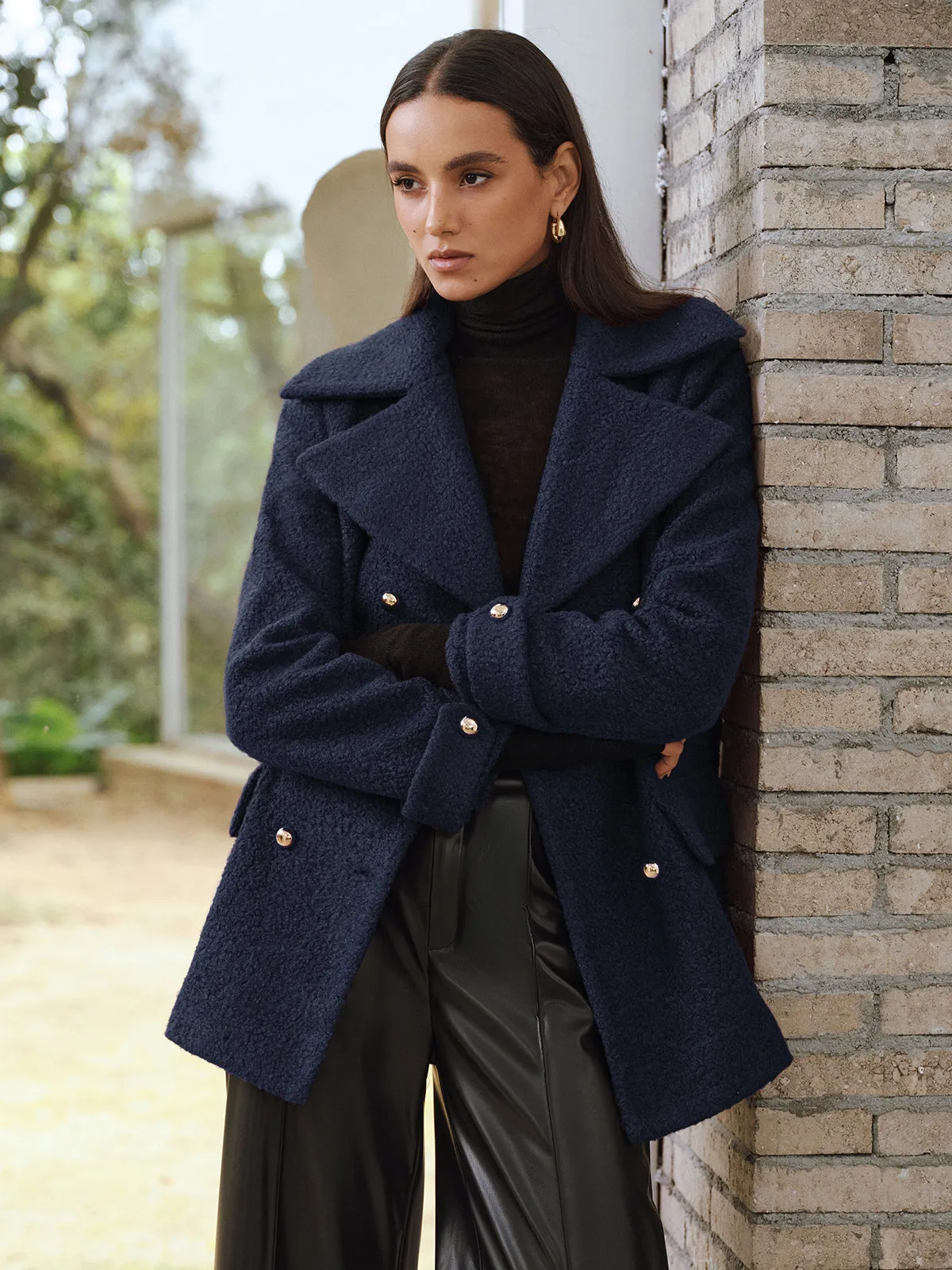 Double-Breasted Lapel Tweed Blazer sold by COMMENSE