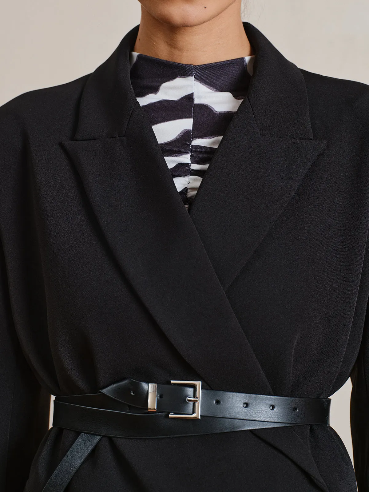 Belted Long Sleeve Lapel Blazer sold by COMMENSE product image thumbnail 5