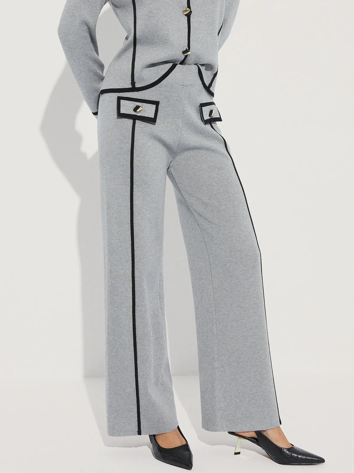 Contrast Piping Cotton Knit Co-ord Set sold by COMMENSE product image thumbnail 4