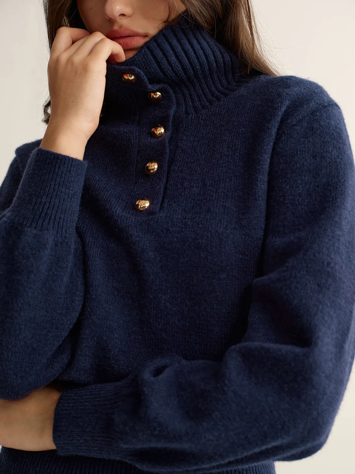 Metal Button Polo Sweater sold by COMMENSE product image thumbnail 2