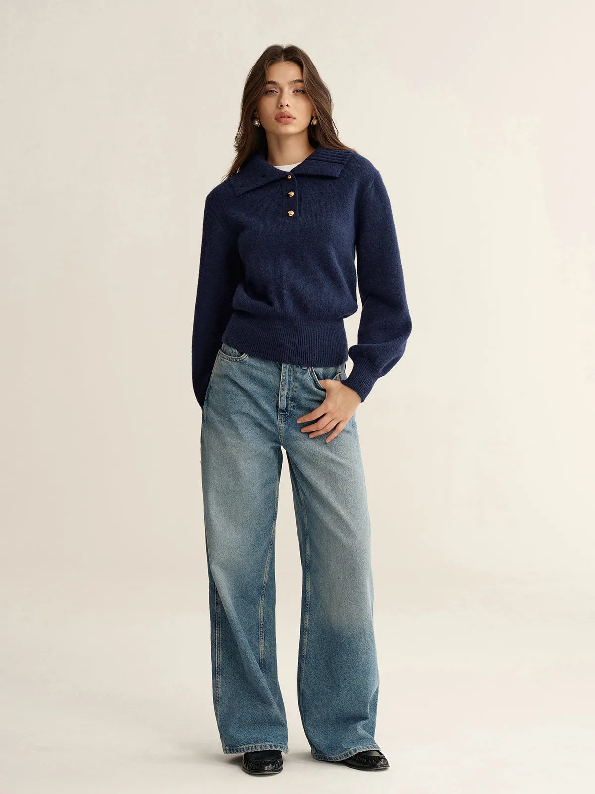 Metal Button Polo Sweater sold by COMMENSE product image thumbnail 3