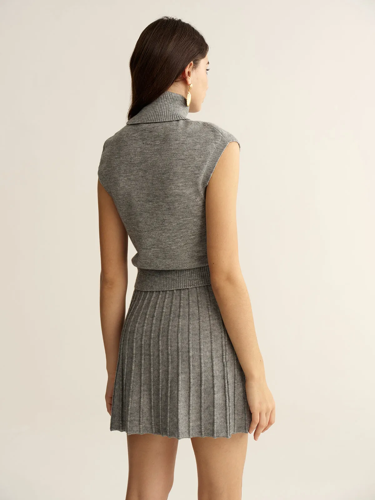 Turtleneck Sleeveless Top and Mini Skirt Set sold by COMMENSE product image thumbnail 5