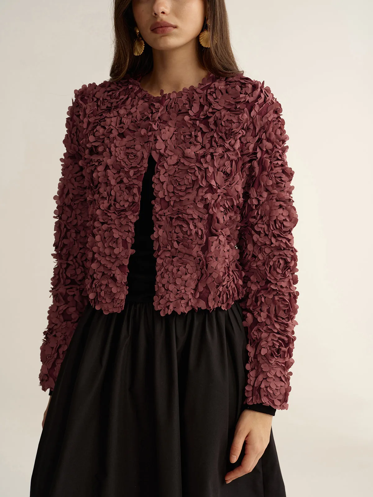 3D Floral Cropped Jacket sold by COMMENSE product image thumbnail 4