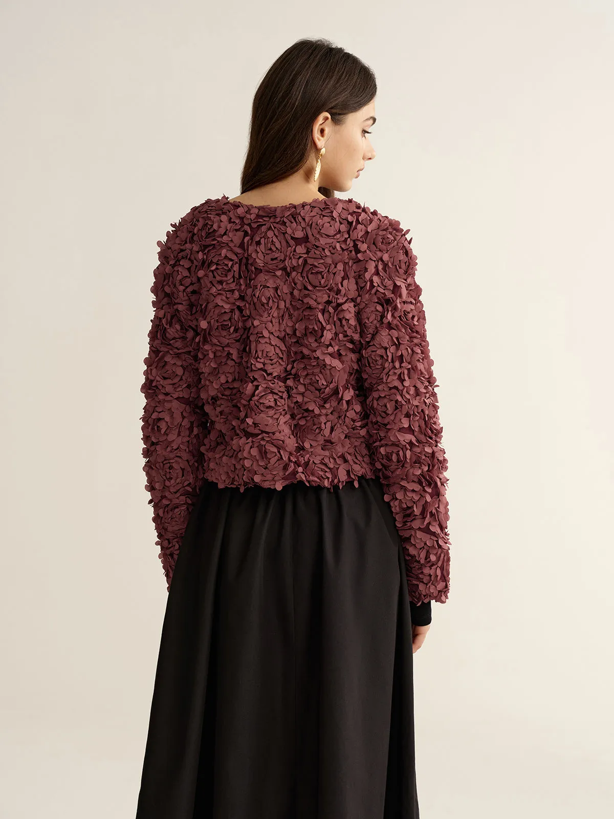 3D Floral Cropped Jacket sold by COMMENSE product image thumbnail 5
